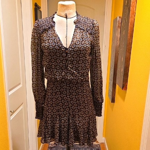 Veronica Beard Elegant Black Patterned Dress - Picture 1 of 6